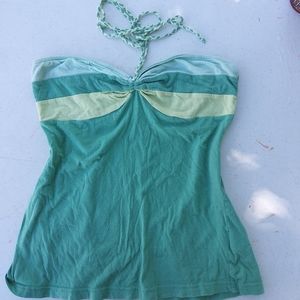 Unionbay strapless halter Green tube top color block Womens Small Cotton